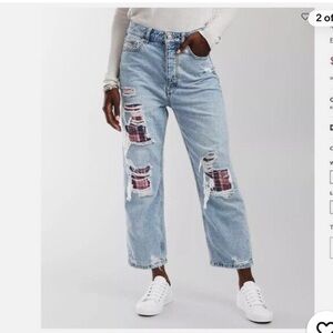 We The Free Distressed Boyfriend Jeans w/ Flannel